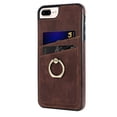 thumbnail image 4 of Slim PU Leather Case for iPhone 8 Plus / iPhone 7 Plus, Soft TPU Bumper Non-Slip Shockproof Phone Case with Kickstand Ring Holder Card Slots Cover for iPhone 8 Plus / iPhone 7 Plus 5.5 Inch,Coffee, 4 of 16