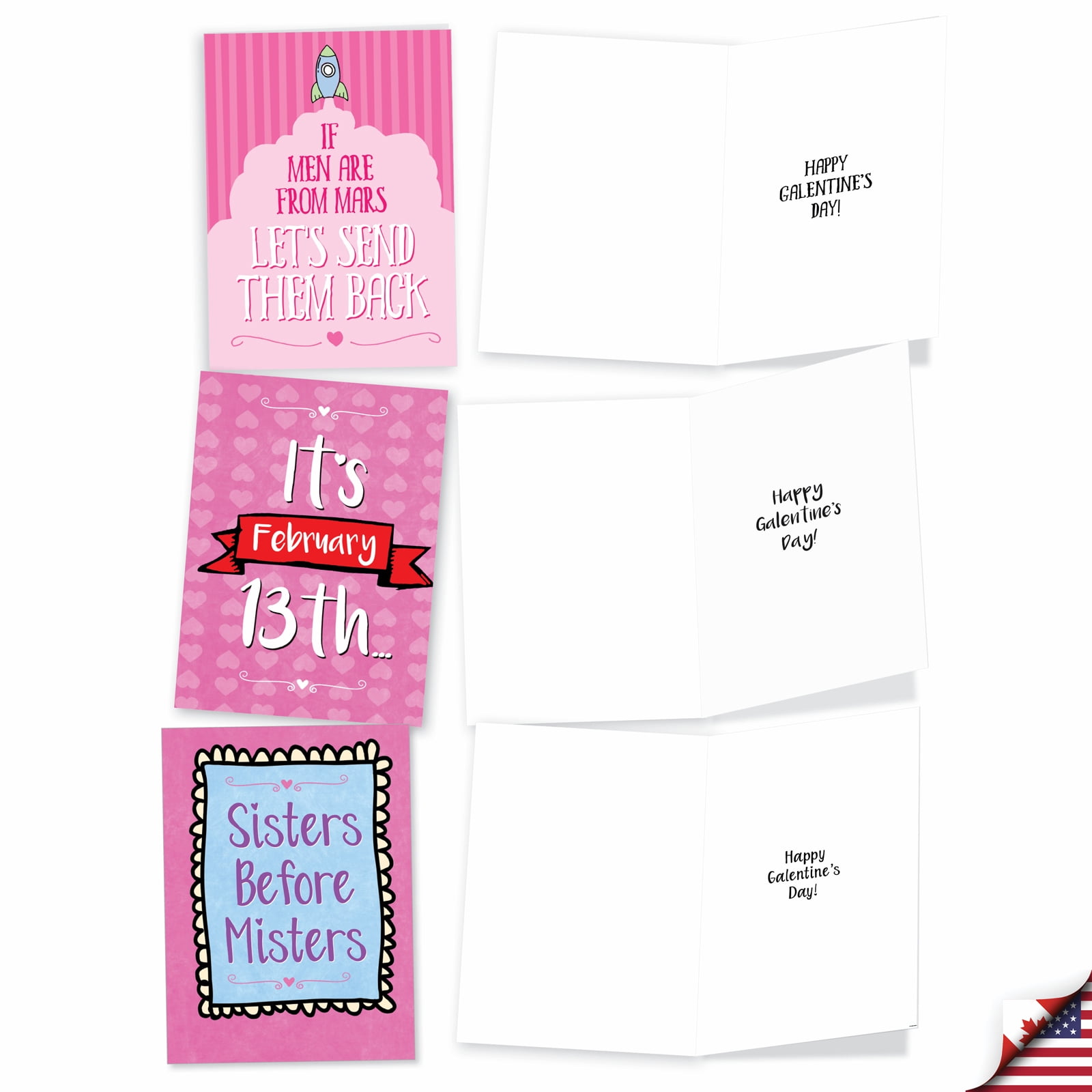 NobleWorks 20 Assorted Box Set Funny Galentine's Day Greeting Cards w/5 x 7 Inch Envelopes (10 Designs, 2 Each) Be My Galentine AC3355GAG-B2x10