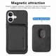thumbnail image 4 of For iPhone 16 Case Carbon Fiber Leather Back Cover with Detachable Card Bag - Black, 4 of 5