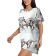thumbnail image 2 of "Wukai Running White Horses Women's Pajama Set - Short-Sleeve Top and Shorts with Elastic Waistband and Pockets for Loungewear, Yoga, and Casual Wear-X-Large, 2 of 8