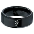 thumbnail image 2 of Tungsten Flower Bloom Blossom Plant Band Ring 8mm Men Women Comfort Fit Black Beveled Edge Polished, 2 of 4