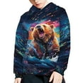 thumbnail image 5 of Xoenoiee Long Sleeve Sweater Hooded Sweatshirt Pullover Hoodies Activewear with Front Kangaroo Pocket Fall Winter Tops for Kids Travel Workout, Splatter Watercolor Bear Pattern, M, 5 of 7
