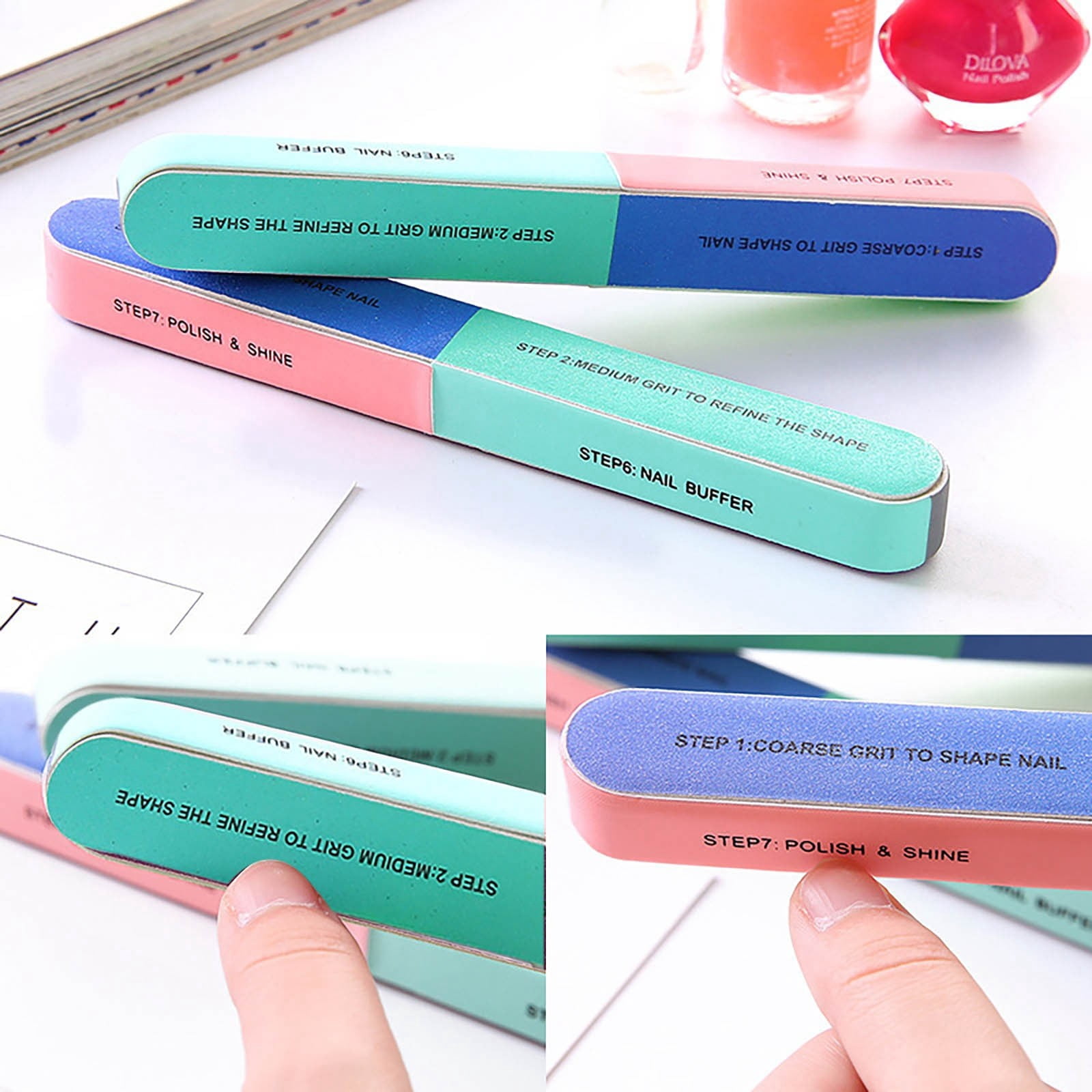 Nail Filers for Acrylic Nails Emery for Toenails Nail Sanding Bands 80 Curved Nail File for Gel Nails Nail Fillers 100/180 Acrylic Nail Filler Belle E File Nail Buffing for Dip Mini Nail File 240/240