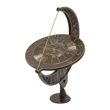 Whitehall Aluminum Sun and Moon Sundial, French Bronze, 12"L