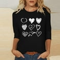 thumbnail image 1 of Ailaofu T-Shirts de la Saint-Valentin à Manches 3/4 Col Rond pour Femmes avec Imprimé Cœur Graphique, 1 of 5