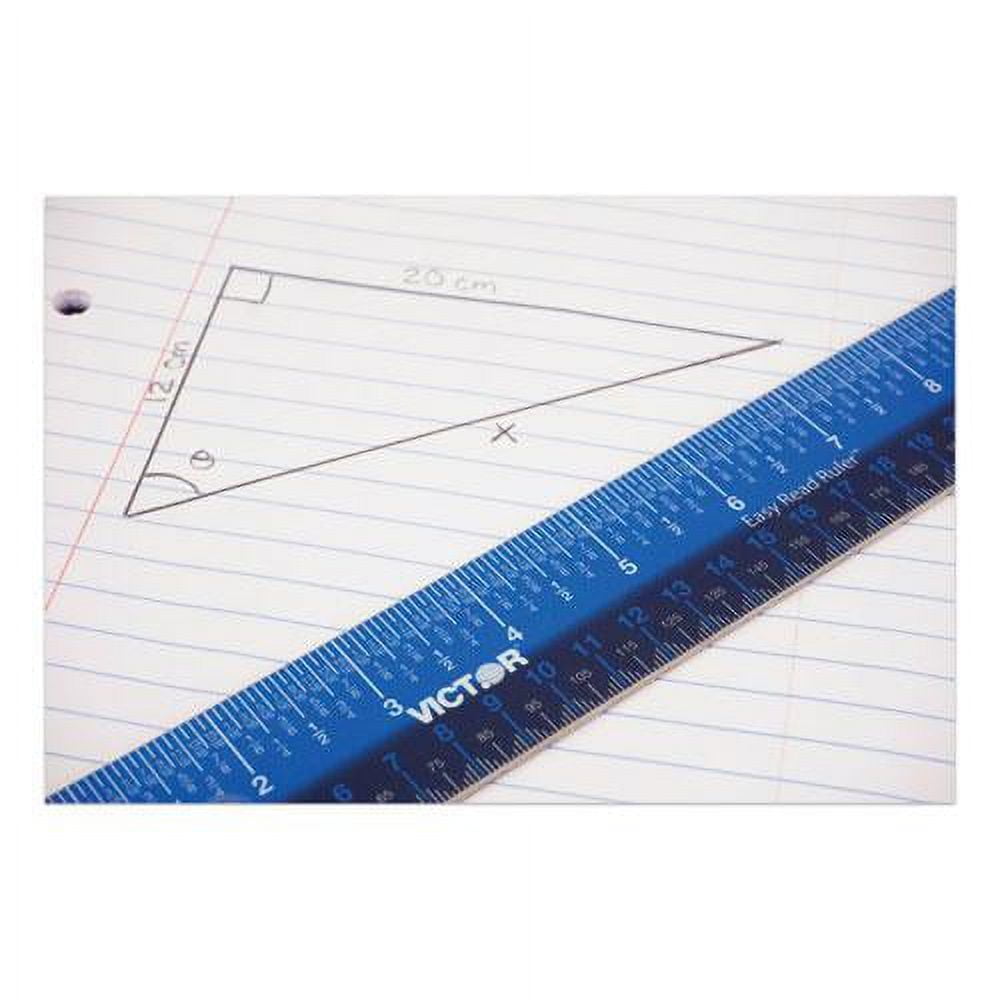 Règle En Plastique Victor EZ12PBL 12 Pouces - Double Couleur, Lecture Facile En Inches