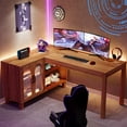 thumbnail image 4 of Finmind L Shaped Desk with Storage Cabinet and Shelves, 59-inch Wooden Corner Computer Desk Home Office Desk for Gaming, Writing, Working, Brown, 4 of 9