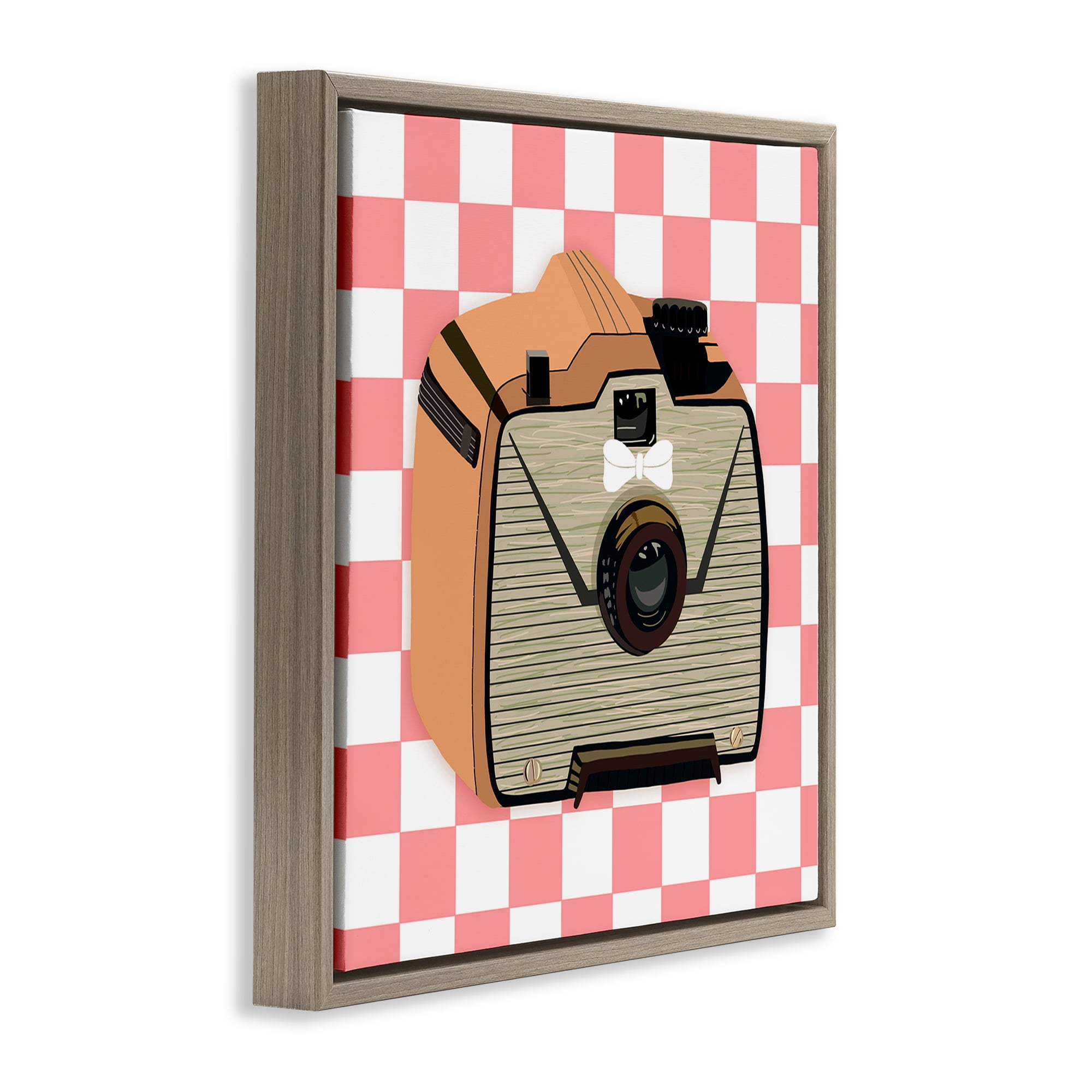 Stupell Industries Take The Shot Retro Camera Fashion Painting Brown Floater Framed Canvas Art Print Wall Art, 18 x 18