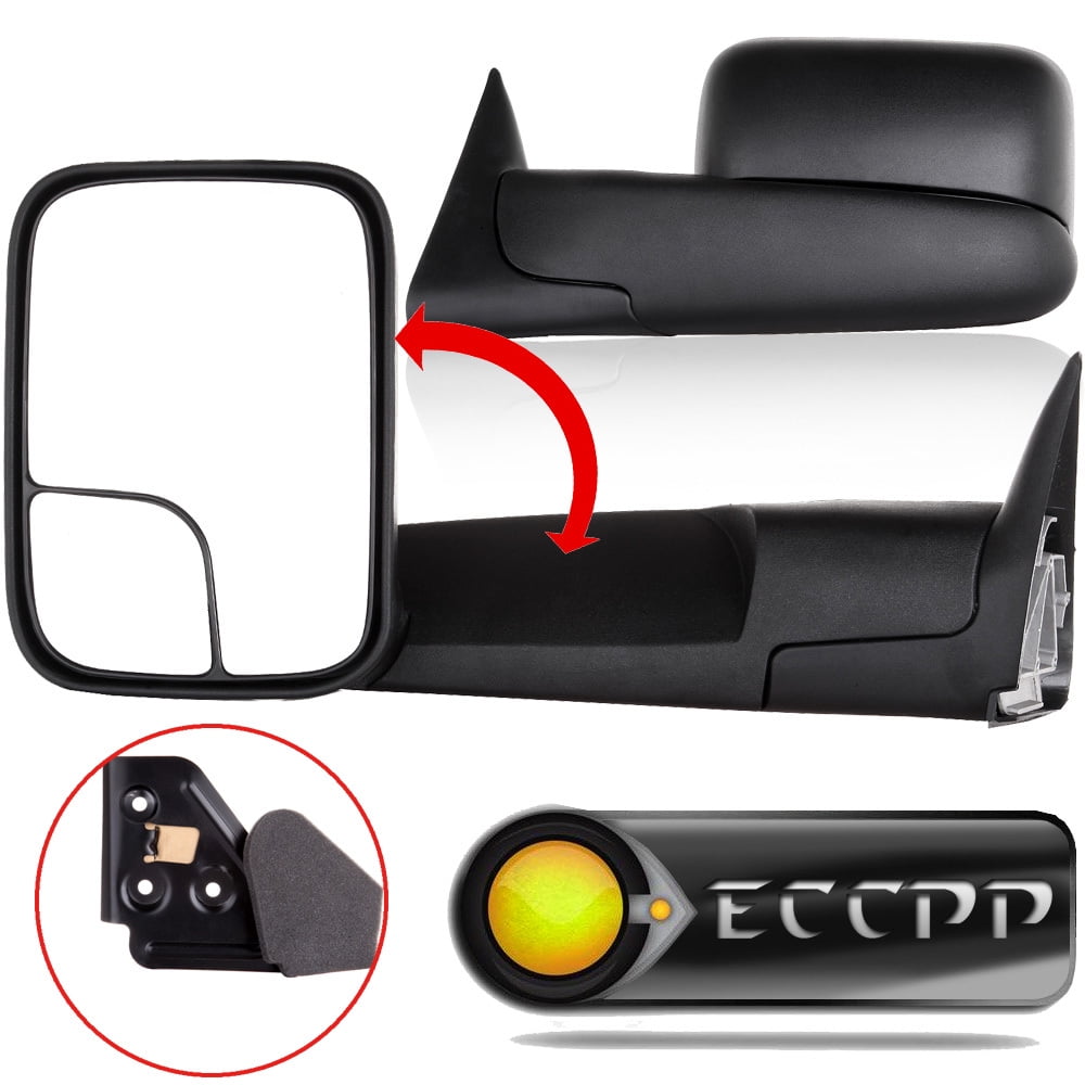 Towing Mirror ECCPP for 1994-2001 Dodge Ram 1500 1994-2002 Ram 2500 3500 w/Support Brackets Manual Black View Mirrors 