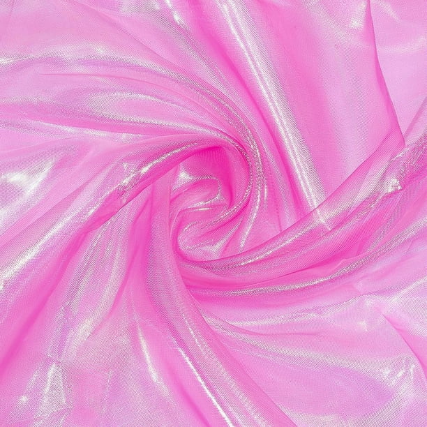 4 yardas de tela de encaje de organza, 59 pulgadas, tela rosa transparente, tela iridiscente para manualidades, cinta, encaje de gasa holográfico