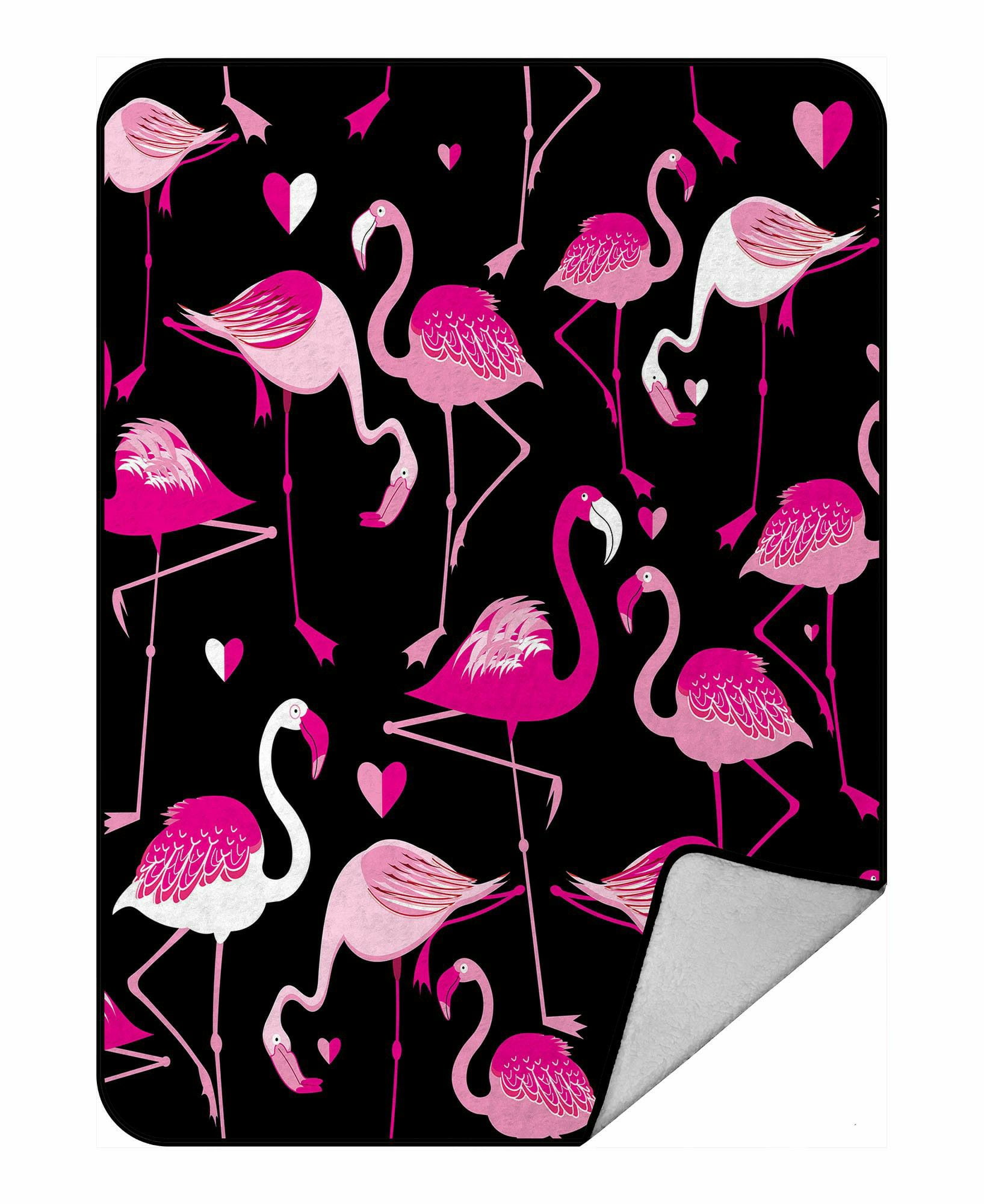 ECZJNT pattern from pink flamingos on a dark Throw Blanket Fleece Blankets Plush Blanket 58x80