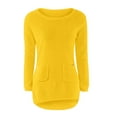 thumbnail image 4 of VISALY Pullover Crewneck Sweaters Oversized Sweaters Long Sleeve Pullovers Loose Fluffy Fuzzy Jumper Sweater Mid Long Sweaters with Pockets Athletic No Hoodies Casual No Hoodies Casual Tops Yellow L, 4 of 5