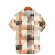 thumbnail image 2 of Camisas de Manga Corta de los Hombres Vintage Cuadrado Impreso Solapa Superior, Poliéster Ligero para Primavera Verano Casual Y Diario, 2 of 9