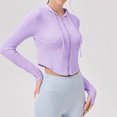 thumbnail image 6 of ZyeKqe Workout Cropped Tops for Women Zip up Long Sleeve Hooded Jackets Slim Fitted Athletic Shirts with Thumb Hole, 6 of 7