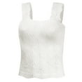 thumbnail image 6 of IWEMEK Womens Tank Top Summer Casual Trendy Sleeveless Shirt Square Neck Wide Shoulder Strap Vest Fashion White Crop Top, 6 of 7