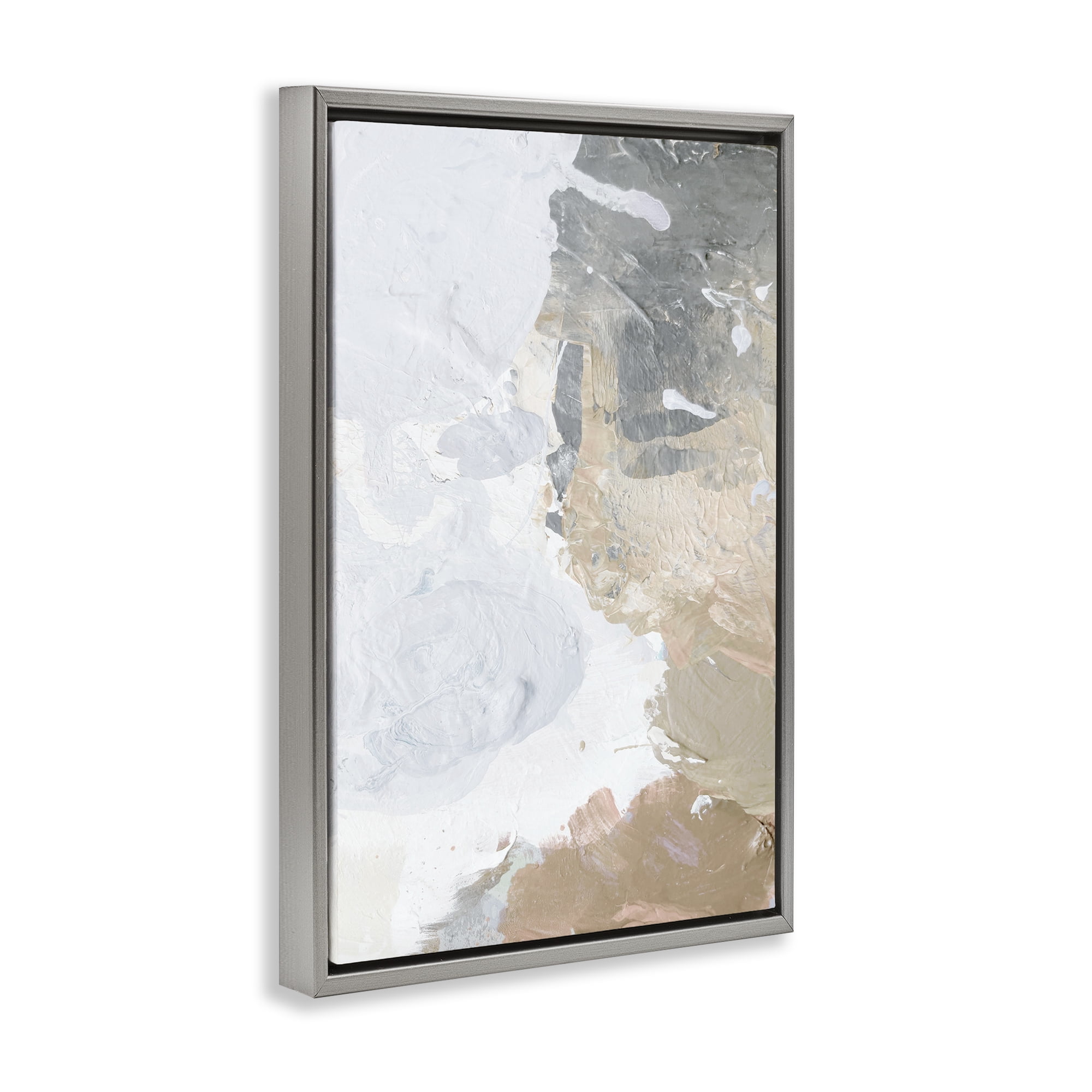 Stupell Industries Abstract Portrait Illusion Abstract Painting Gray Floater Framed Canvas Art Print Wall Art, 17 x 25