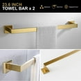 thumbnail image 2 of 5-Piece Bathroom Hardware Set Brushed Gold, Lava Odoro Towel Bar Set Wall Mounted Stainless Steel - Include 2 Towel Bar Towel Ring Toilet Paper Holder and Double Hook, 23.6-Inch, 2 of 8