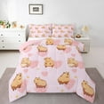 thumbnail image 2 of Erosebridal Capybara Comforter Set,Cartoon Animal Bedding Set,Pink Love Heart Reversible Duvet Insert,Cute Capybara Quilt with 2 Pillowcases for Bedroom,Full, 2 of 6