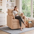 thumbnail image 6 of Bonzy Home 360° Swivel Glider Recliner Chair, Manual Rocking Recliner with Side Pockets & Armrest Bags, Compact Chair for Living Room，Orange, 6 of 7