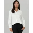 thumbnail image 2 of Unique Bargains Women's Lapel V Neck Long Sleeve Silk Office Work Top M White, 2 of 6