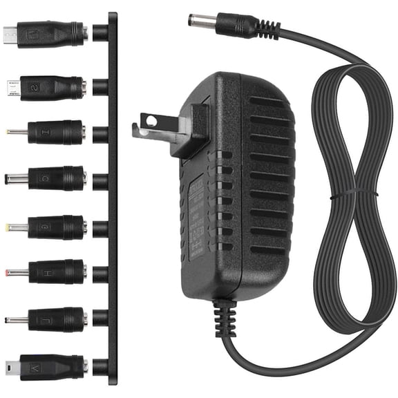 LujingZ DC 5V 2A 10W Power Supply - AC Adapter with 8 Selectable Connectors for TV Boxes, LED Lights & More, 6Ft Cord