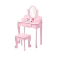 thumbnail image 1 of Ensemble de Coiffeuse pour Enfants avec Miroir et Tabouret – Table de Maquillage en Bois de Princesse avec Miroir Réglable, Tiroirs de Rangement et Accessoires de Jeu de Rôle pour Filles de 4 à 9 Ans, 1 of 8