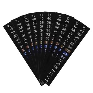 Stick-On Digital Temperature Thermometer Strip Black 10Pcs 5.1X0.7X0.1In