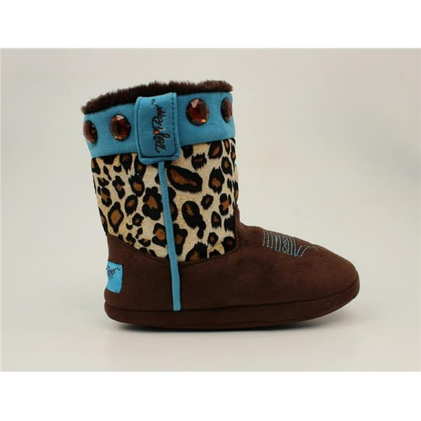 Blazin Roxx 5757202 M Youth Girls Leopard Cross Boot Slippers Brown Medium Walmart