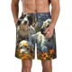 thumbnail image 1 of Balery Sunflower Field Spotted Dog Traje de Baño Estilo Hawaiano para Hombre, Shorts de Secado Rápido con Bolsillos-XX-Large, 1 of 6