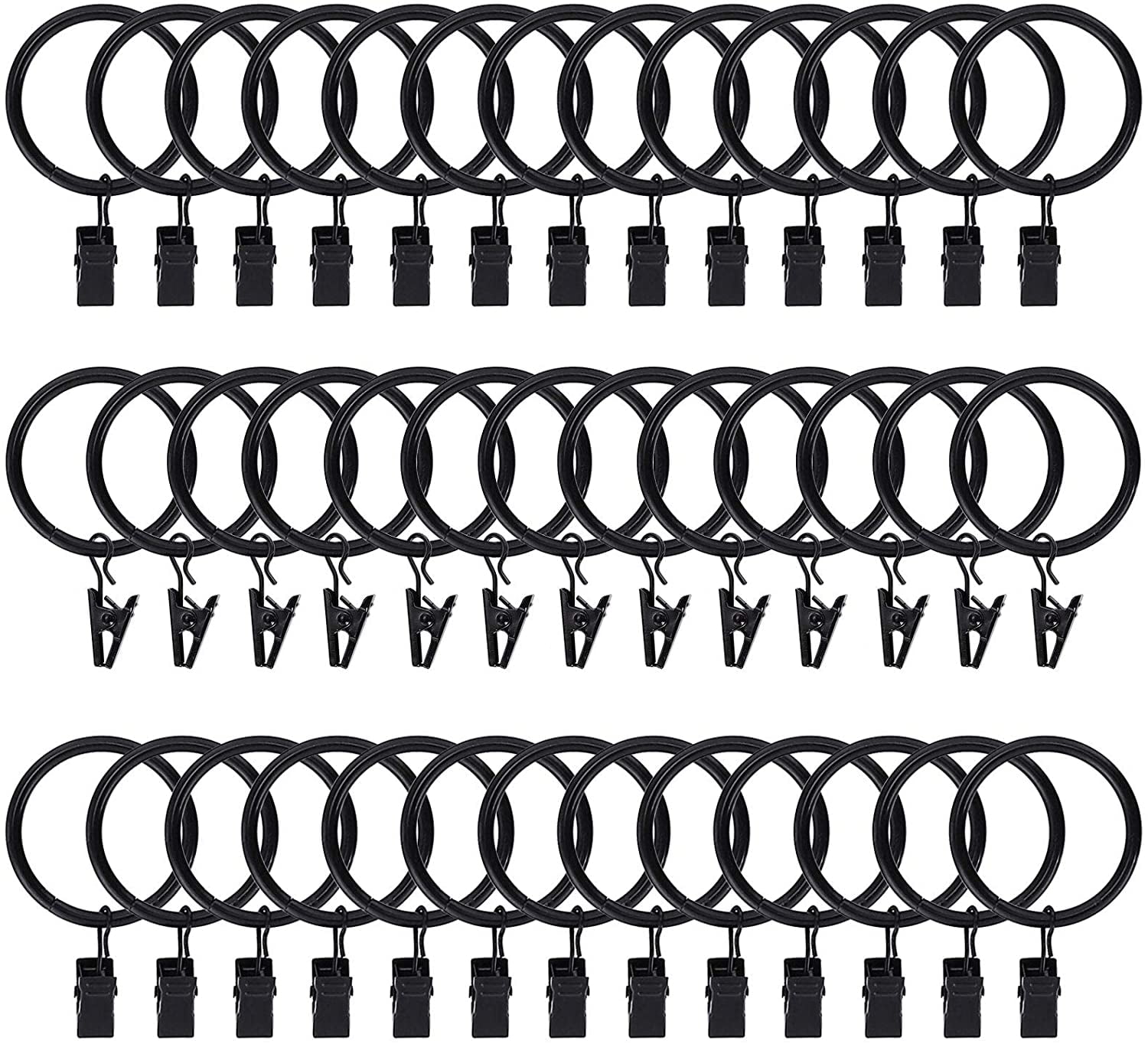 40 Pack Metal Curtain Rings With Clips Black Decorative Drapery Rustproof Vintag 