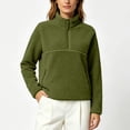 thumbnail image 4 of CQONEPT Women's Lightweight Half Zip Warm Sherpa Fleece Sweatshirt Fall Winter Cozy Pullover Tops with Zipper Pockets Army Green M, 4 of 7