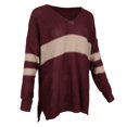 thumbnail image 1 of Suéter A Rayas De Las Mujeres Con Cuello En V Manga Larga Loose Pullover Outwear Top XL rojo Macarena Suéter a rayas de mujer, 1 of 8