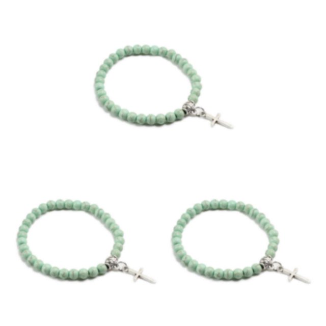 maskred Adjustable Cross Pendant Bracelet Gift For All Occasions Wide Application Cross Pendant Bracelets light green 3Set