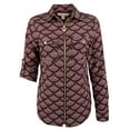 thumbnail image 4 of MICHAEL Michael Kors Womens Zipper Adjustable Sleeves Blouse Purple XS, 4 of 4