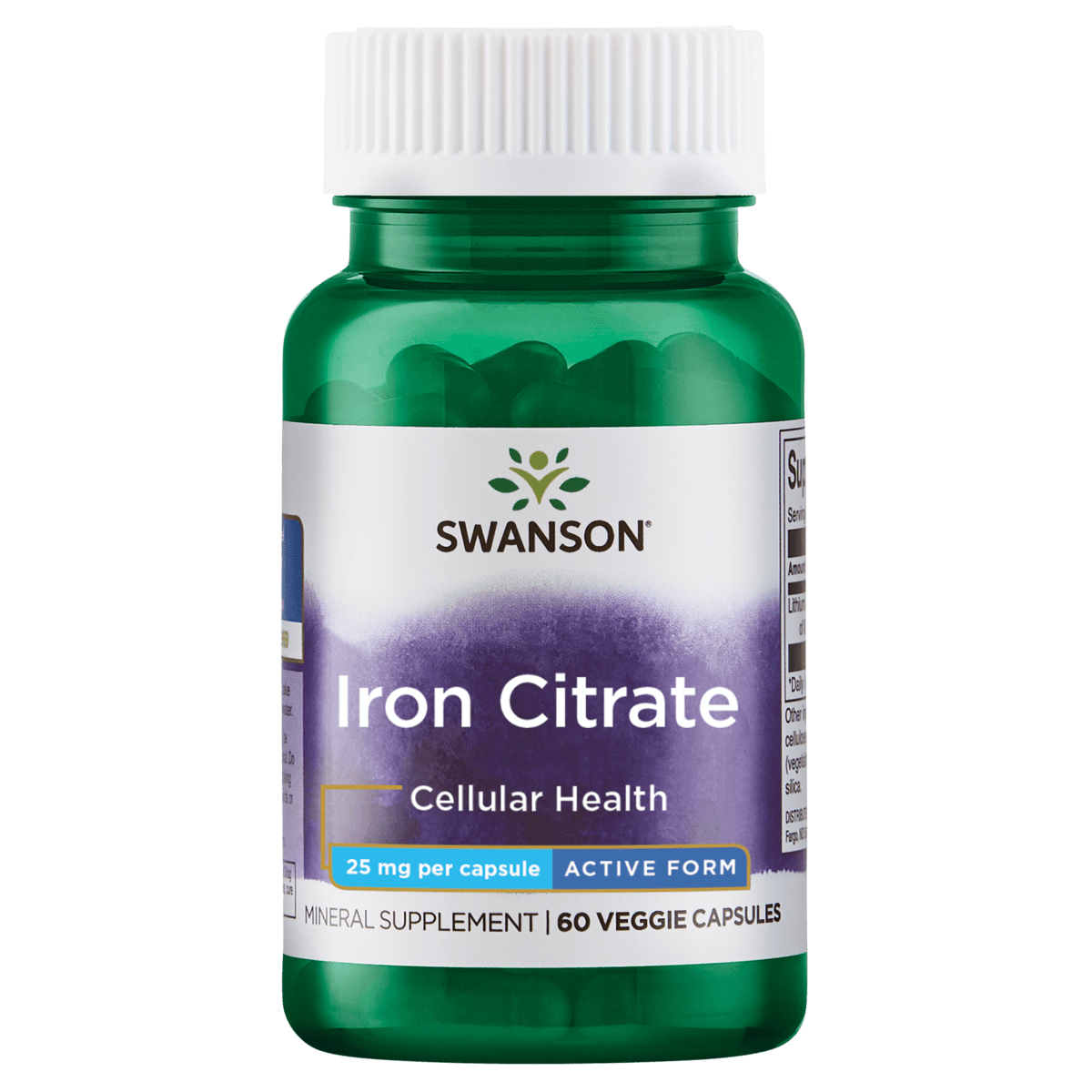 Swanson Iron Citrate 25 mg 60 Veggie Capsules