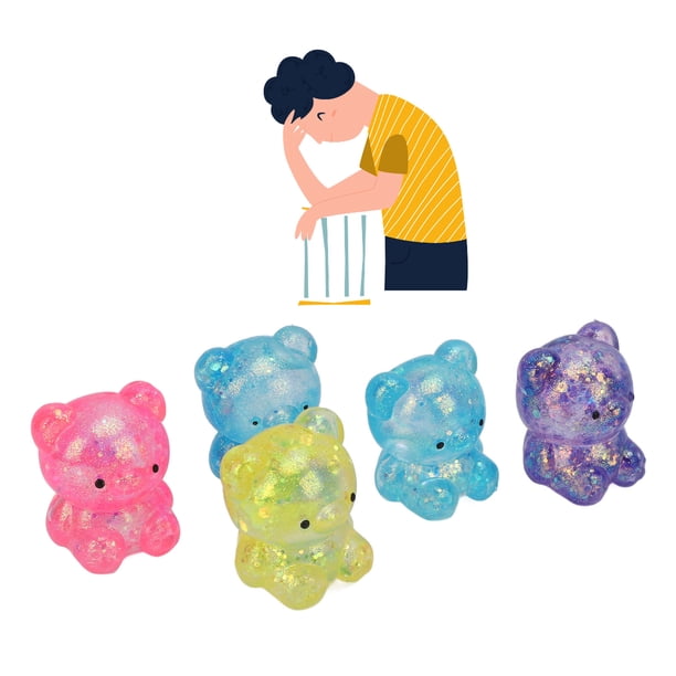 Bolas De Masa Elásticas, De Crecimiento Lento, Lavables, Para Aliviar El Estrés, Bola De Estrés De Oso, 5 Uds. TPR Para Niños Y Adultos