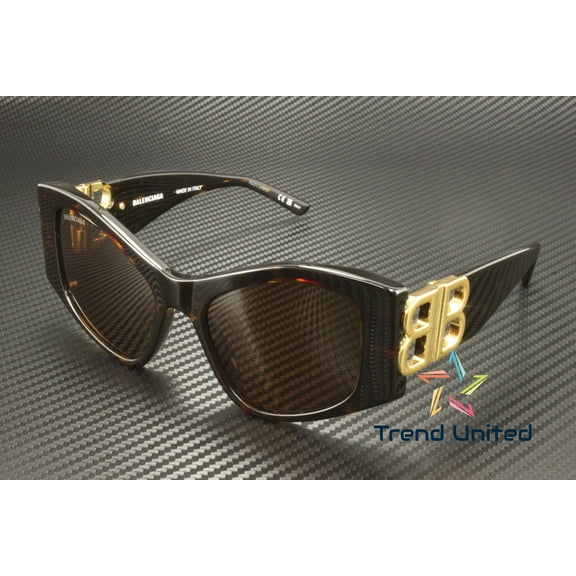 BALENCIAGA BB0287S 002 Cat Eye Acetate Havana Brown 55 mm Women's Sunglasses