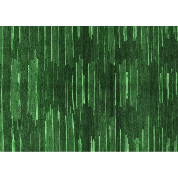 Ahgly Company Indoor Rectangle Abstract Emerald Green Modern Area Rugs, 2' x 4'