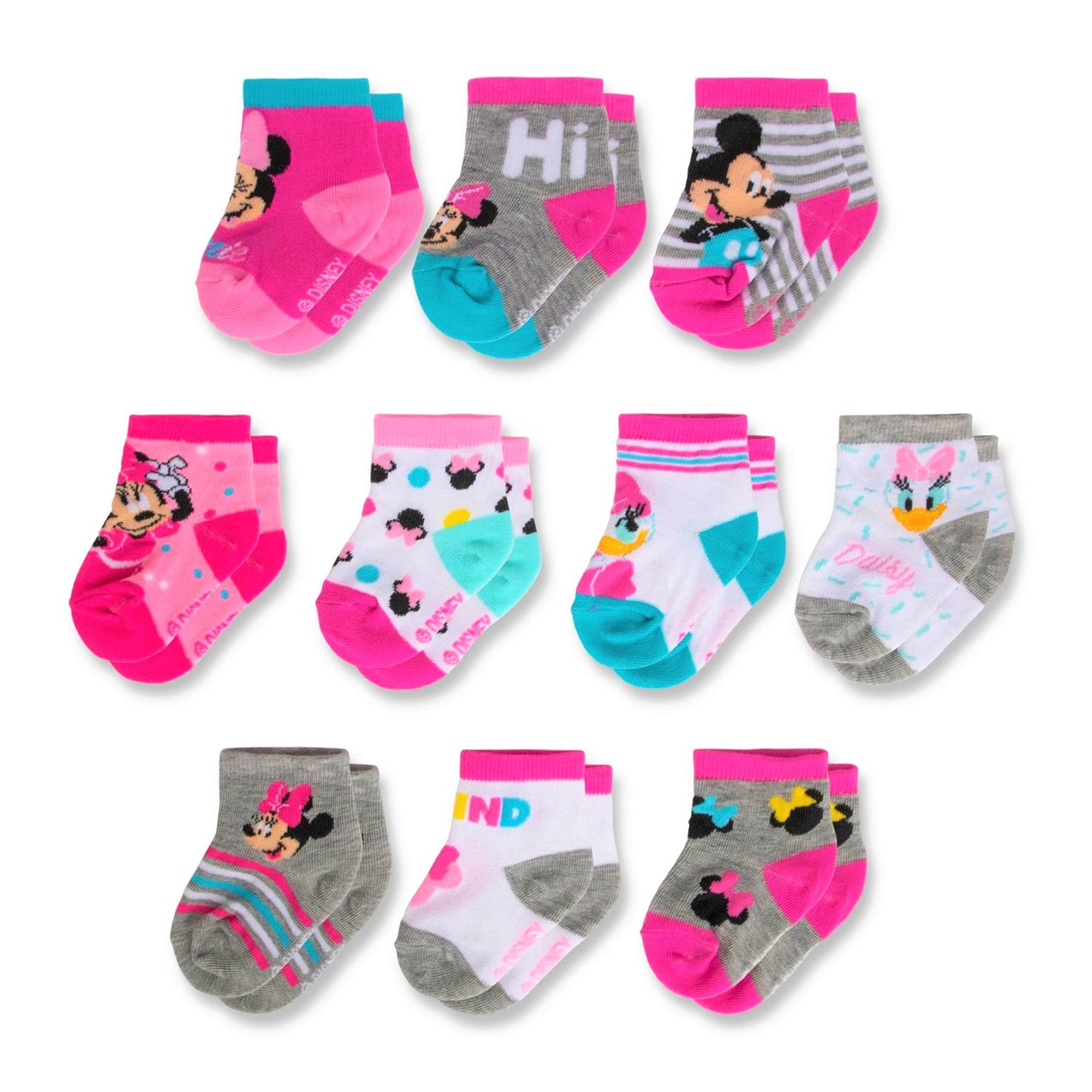 Disney Bebe Nouveau Ne Minnie Mouse 10 Pack Chaussette pour Bebe pour les Filles 0 24 Ans Rose Fonce Age 6 12 Mois Walmart