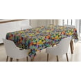 thumbnail image 1 of Geometric Tablecloth, Tangled Design of Colorful Triangular Shapes Grunge Effect Contemporary Artwork, Rectangular Table Cover for Dining Room Kitchen, 60 X 84 Inches, Multicolor, by Ambesonne, 1 of 3