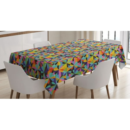

Geometric Tablecloth Tangled Design of Colorful Triangular Shapes Grunge Effect Contemporary Artwork Rectangular Table Cover for Dining Room Kitchen 60 X 90 Inches Multicolor by Ambesonne
