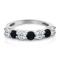 thumbnail image 2 of Gem Stone King 1.25 Ct Round White Topaz Black Onyx 925 Sterling Silver Ring, 2 of 4
