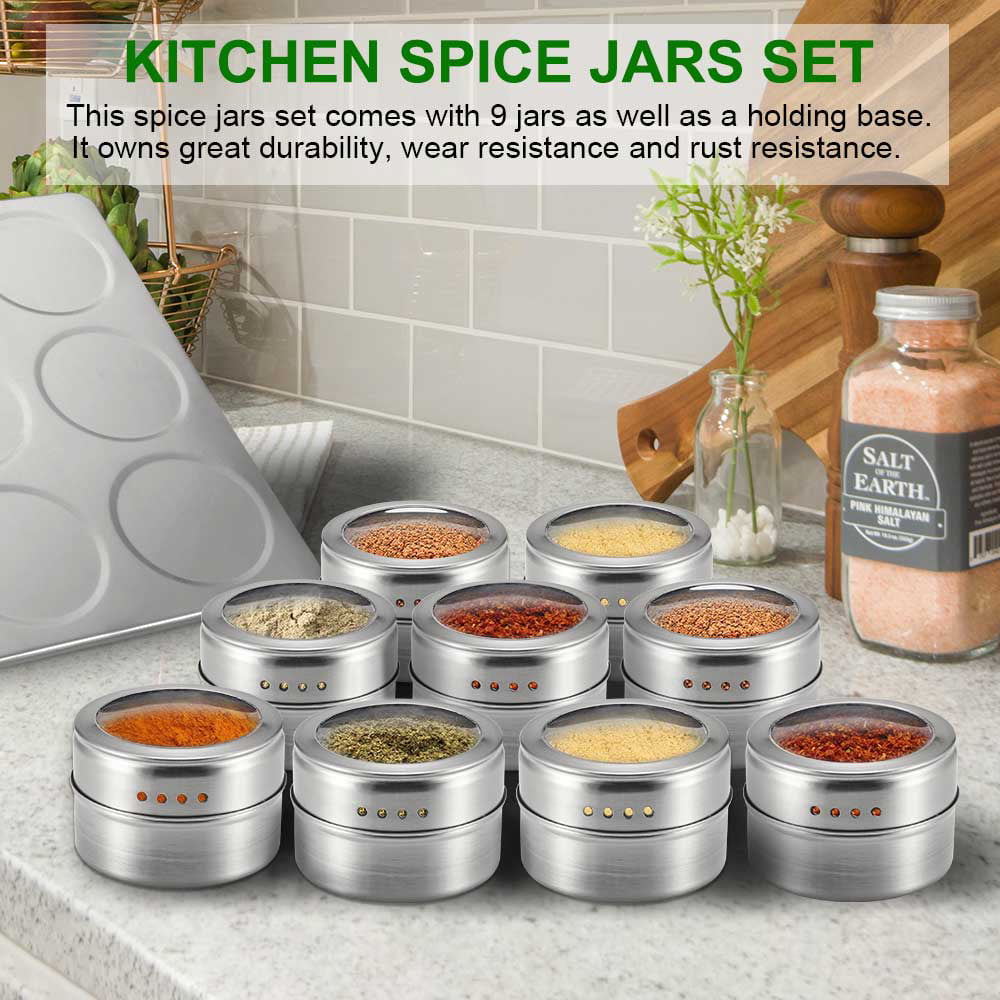 6/9pcs Magnetic Spice Jars Spice Tins Cans Holder Storage Seasoning Containers