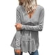 thumbnail image 1 of Camisetas de manga larga con cuello en V de Color puro para mujer, camiseta informal holgada elegante a la moda con dobladillo con volantes para citas, 1 of 8