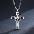 thumbnail image 4 of Coachuhhar St Benedict Crucifix Necklace 925 Sterling Silver Saint Benedict Medal Necklace Medalla de San Benito Crucifix Jesus Cross Pendant Protection Necklace Catholic Jewelry Gifts for Men, 4 of 8