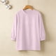 thumbnail image 5 of TaTaai Women's Casual Solid Color Cotton Linen 3/4 Sleeve Round Neck Tops, Loose Simple Breathable All Match Commute Daily T-Shirts Gift, 5 of 8
