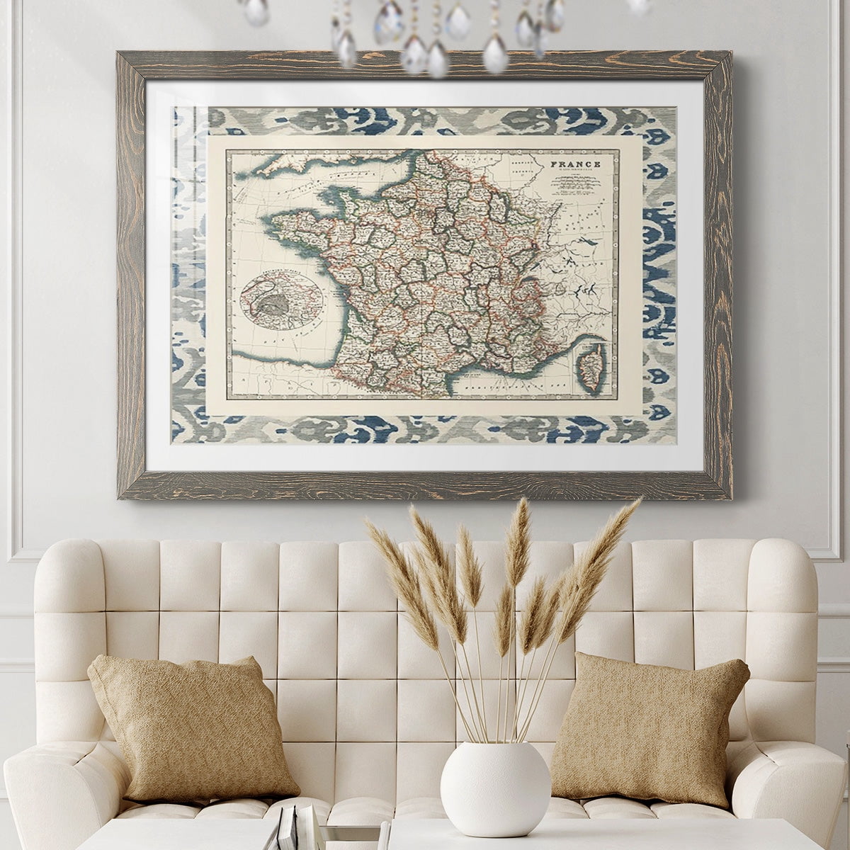 Bordered Map of France-Premium Framed Print - Ready to Hang