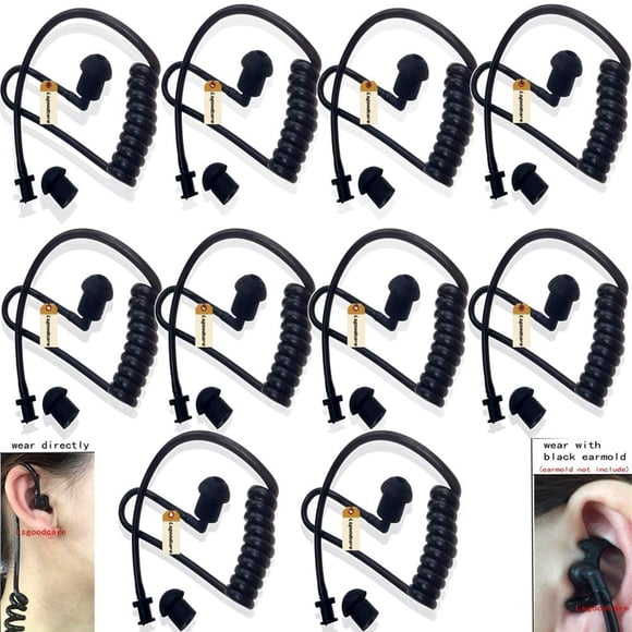 Replacement Coil Tube, Black Twist On Acoustic Audio Tube with Earbuds Eartips Compatible for Motorola Midland Kenwood