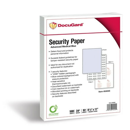 UPC: 0090146145451 | Docugard DocuGard Security Paper  24lbs  8-1/2 x 11 Blue  500/Ream (PRB04545)