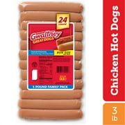 Gwaltney Traditional Chicken Hot Dogs, Bun Size, 24 Count